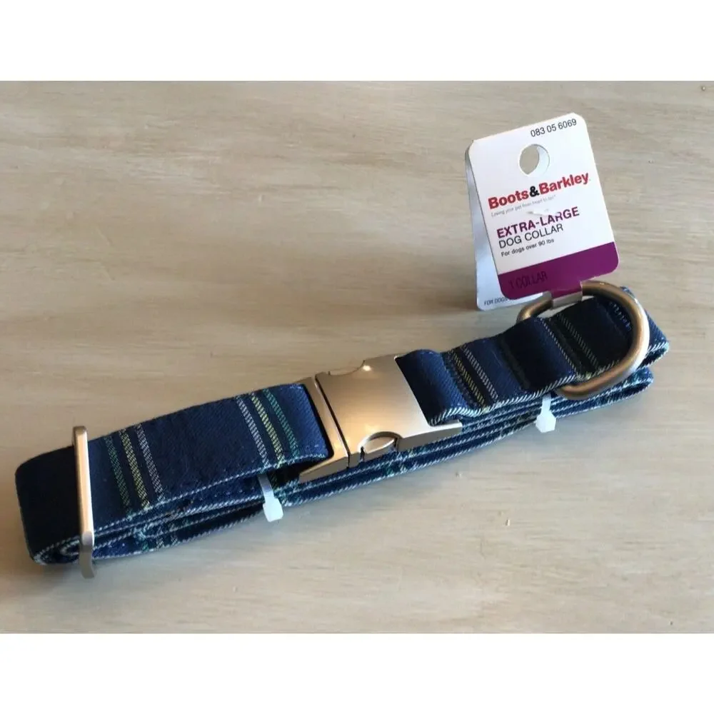 Boots & Barkley Dog Collar Xl Navy Blue Stripe 20-30